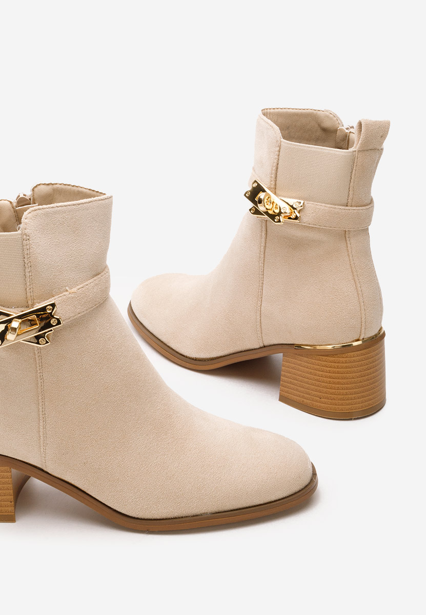 Béžové členkové čižmy na hrubom podpätku Jessica