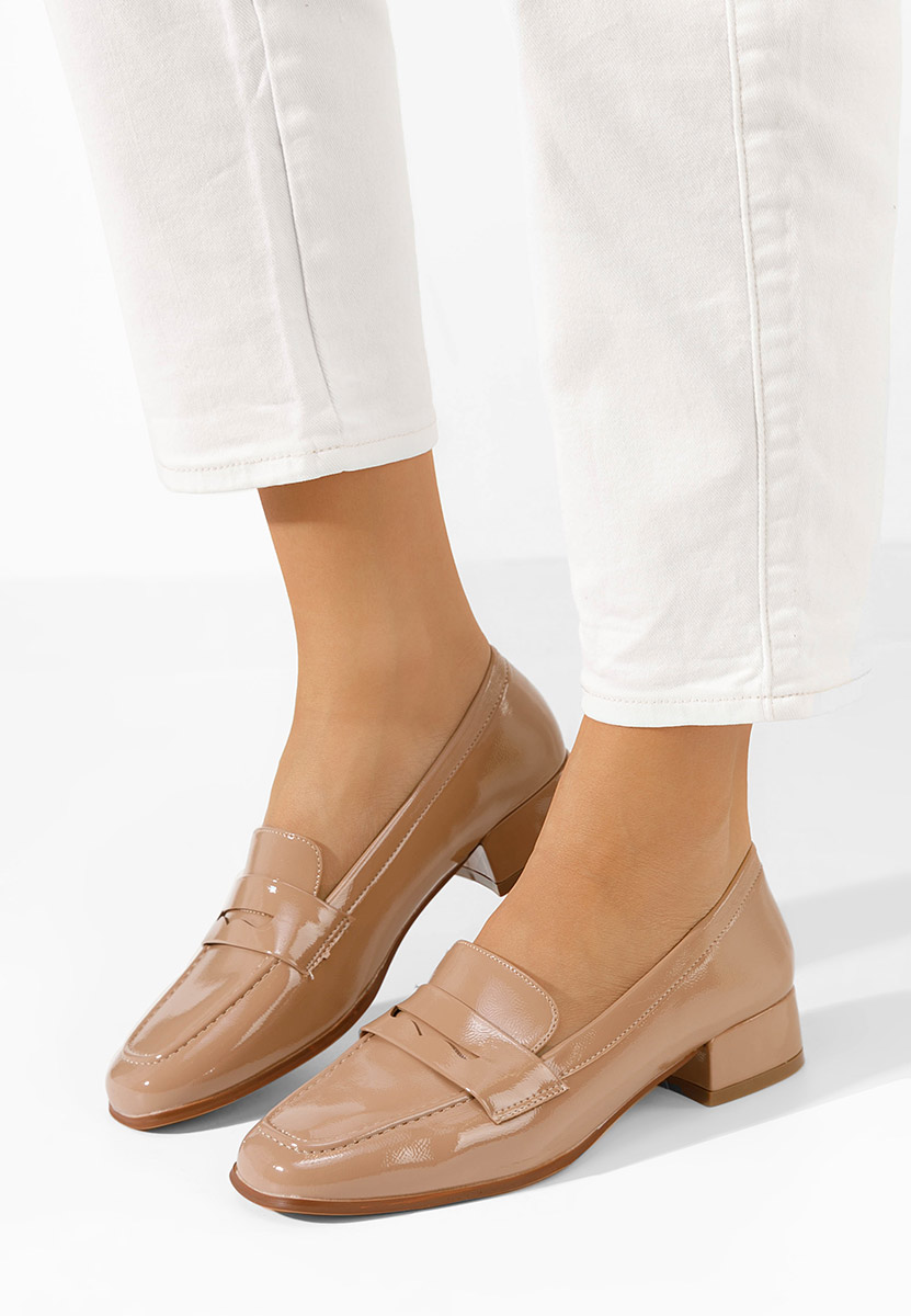 Béžové mokasíny na opätku Kirada