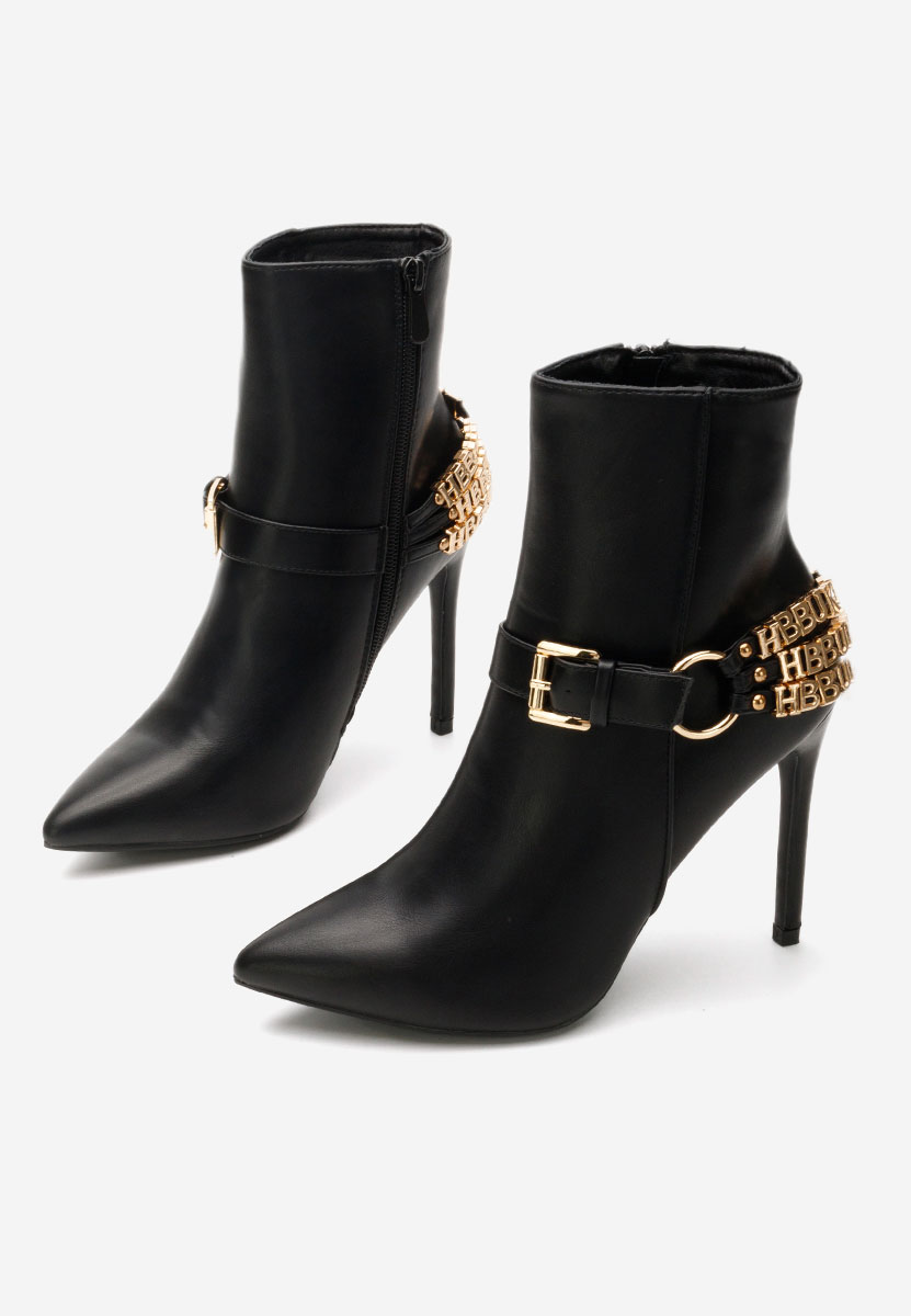 Čierne členkové čižmy na tenkom podpätku Verena