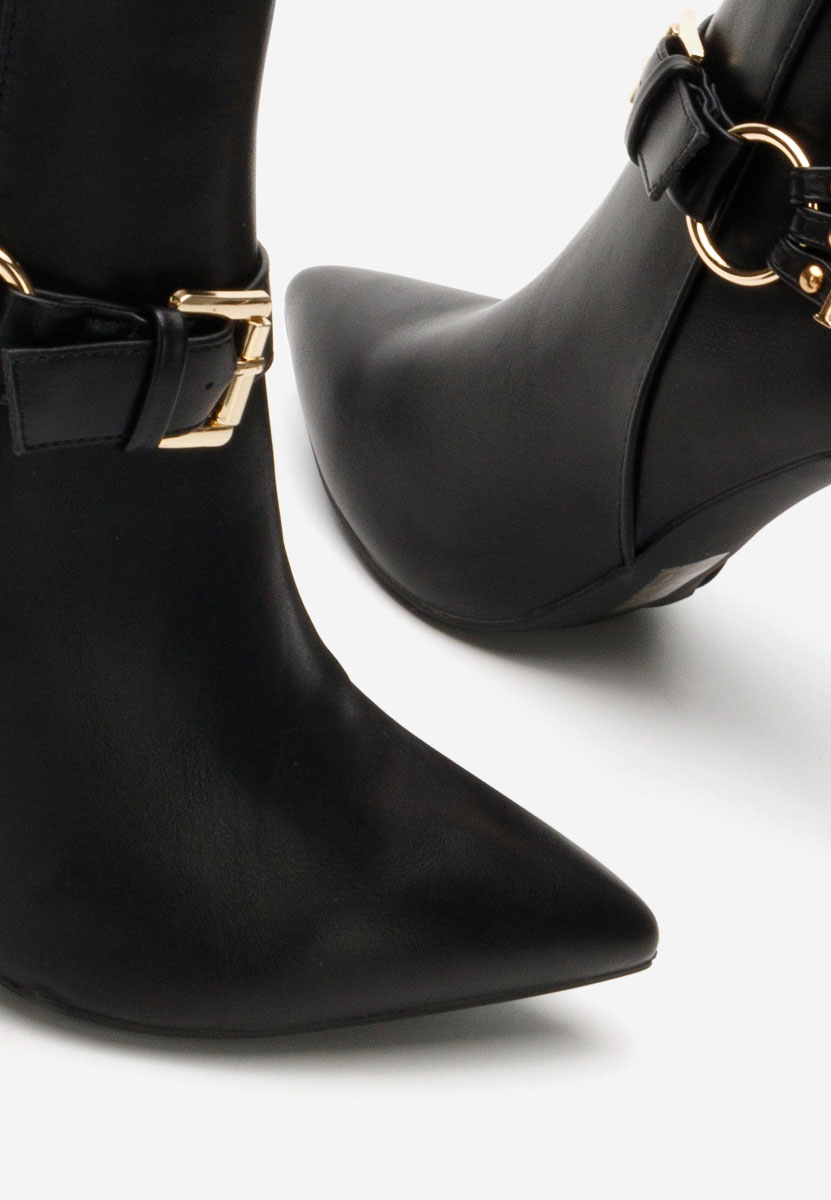 Čierne členkové čižmy na tenkom podpätku Verena