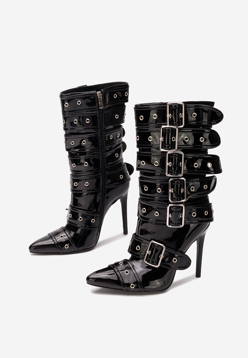 Čierne čižmy na tenkom podpätku Donetta