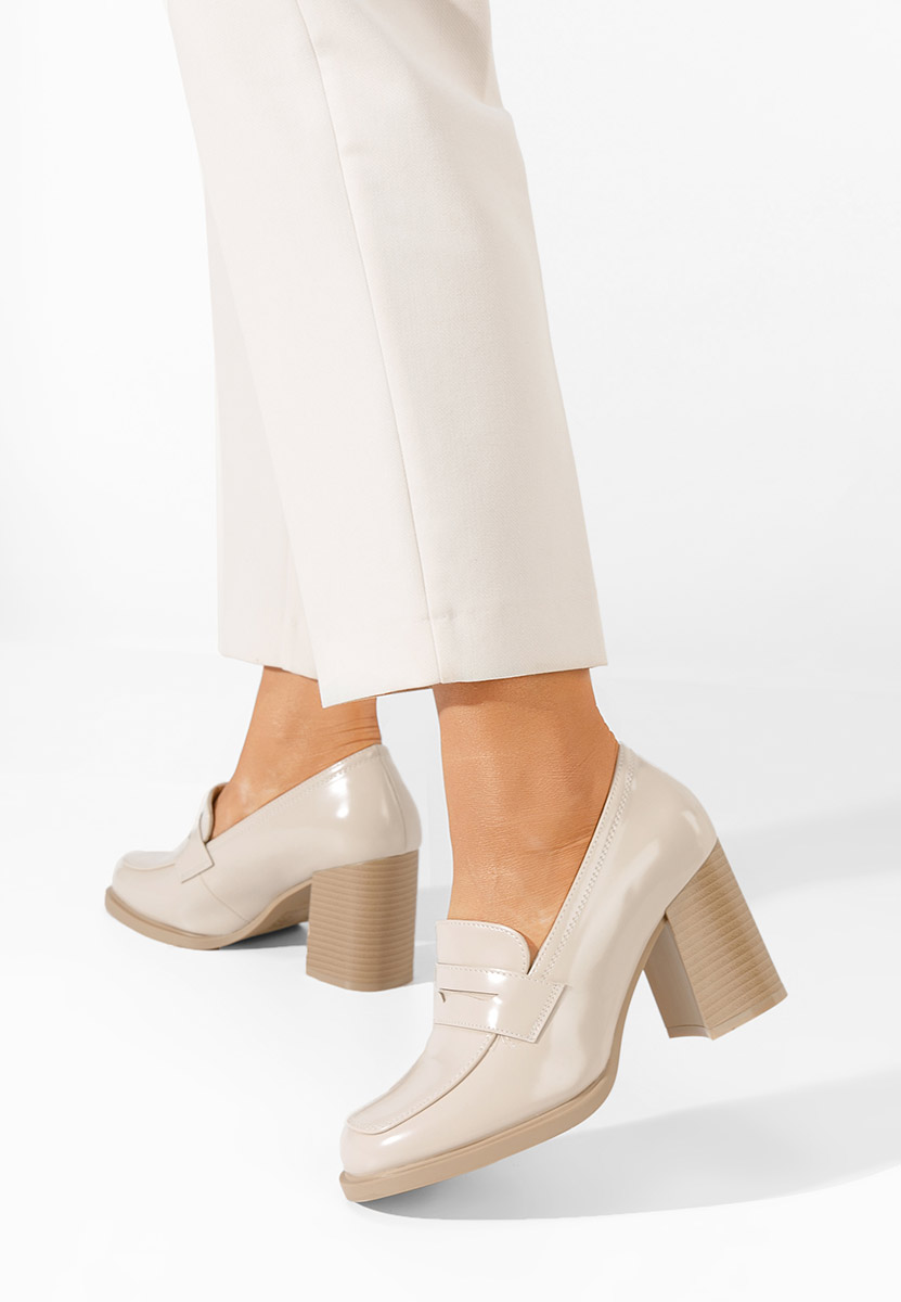 Béžové mokasíny na opätku Odesia V4