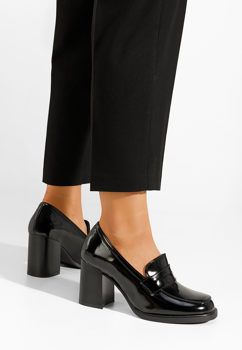 Čierne mokasíny na opätku Odesia V4