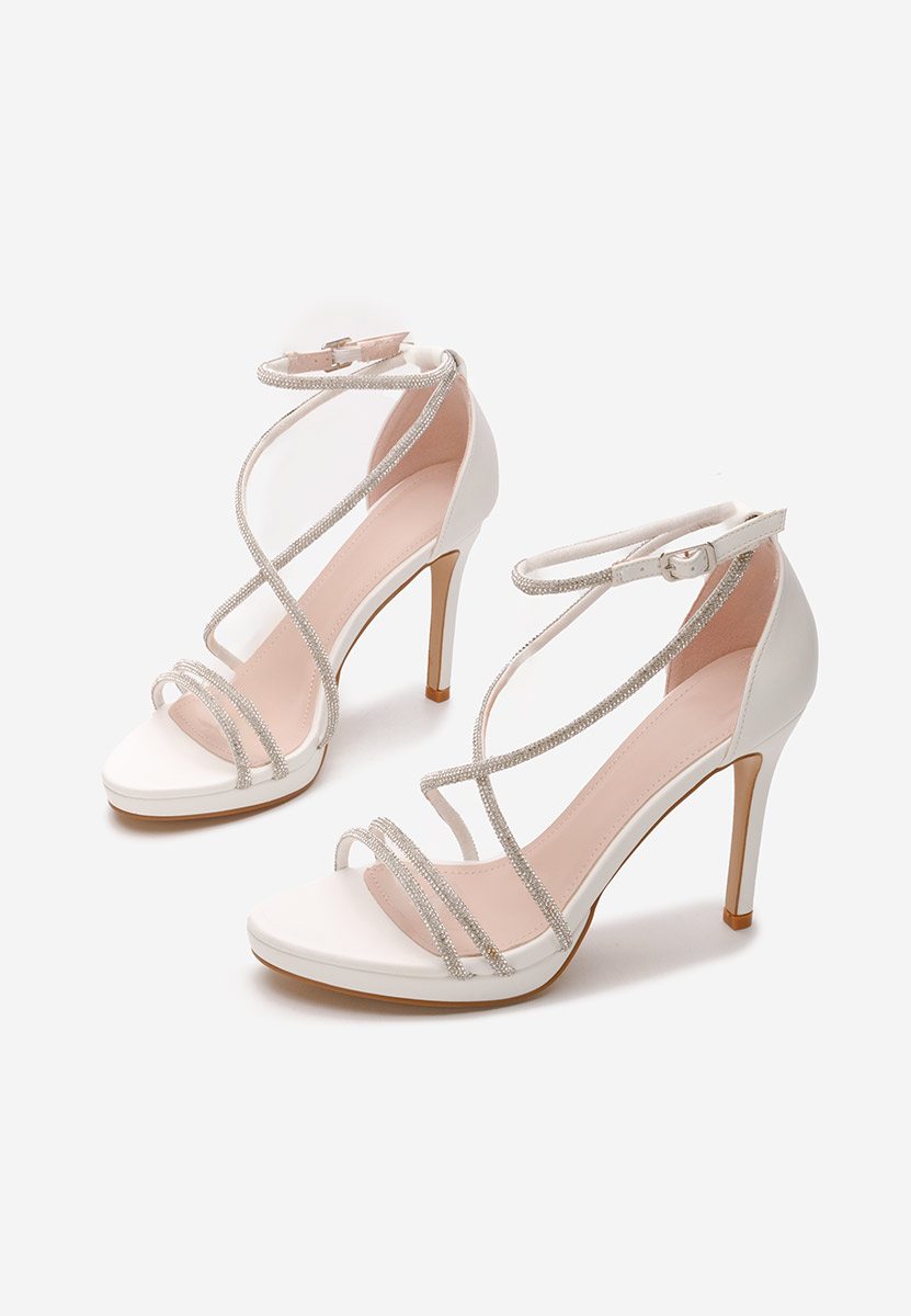 Biele elegantné sandále na opätku Vergie