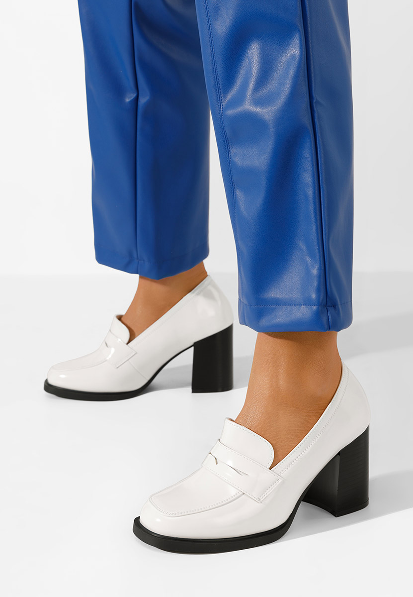 Biele mokasíny na opätku Odesia V4