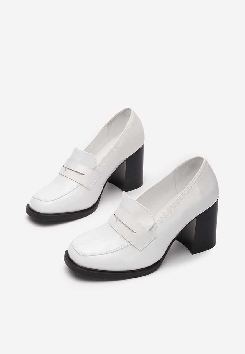 Biele mokasíny na opätku Odesia V4