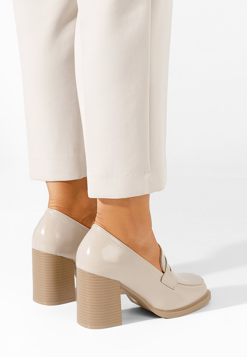 Béžové mokasíny na opätku Odesia V4