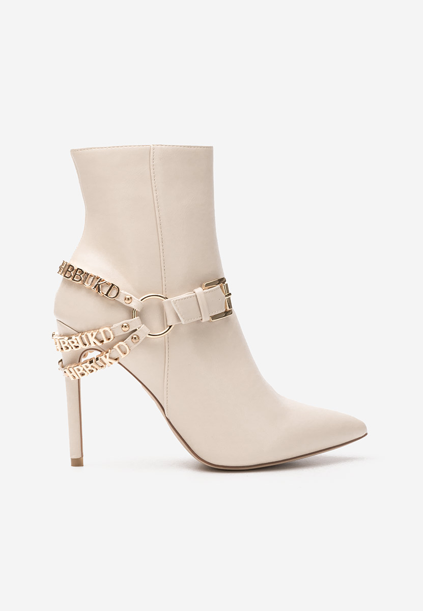 Béžové členkové čižmy na tenkom podpätku Verena