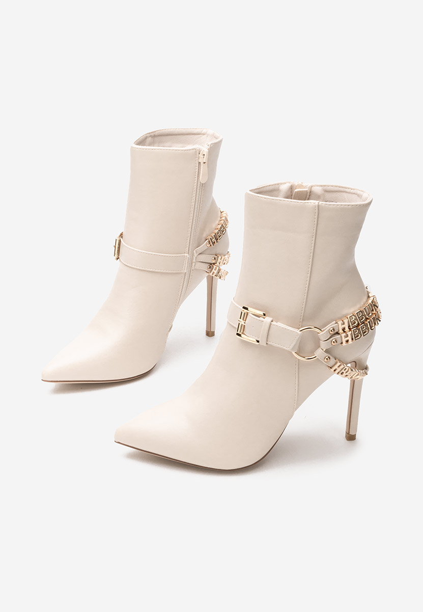 Béžové členkové čižmy na tenkom podpätku Verena