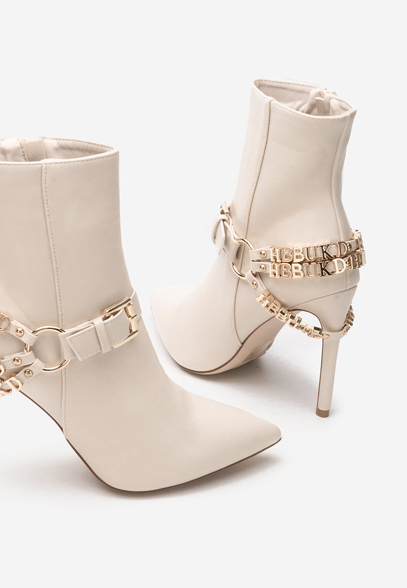 Béžové členkové čižmy na tenkom podpätku Verena