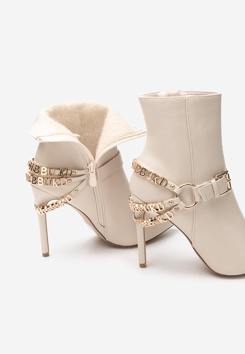 Béžové členkové čižmy na tenkom podpätku Verena