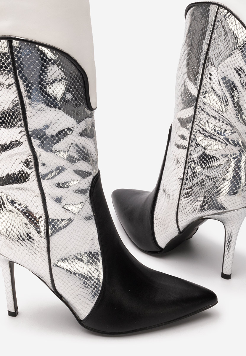 Strieborné čižmy na tenkom podpätku Istana