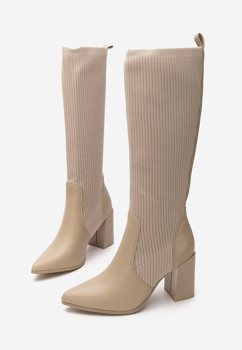 Khaki ponožkové čižmy Vinuele