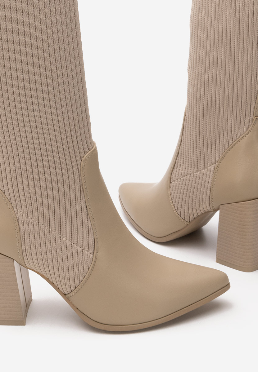 Khaki ponožkové čižmy Vinuele