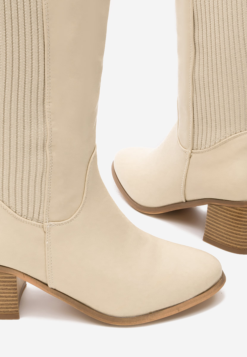 Béžové čižmy na hrubom podpätku Seshia