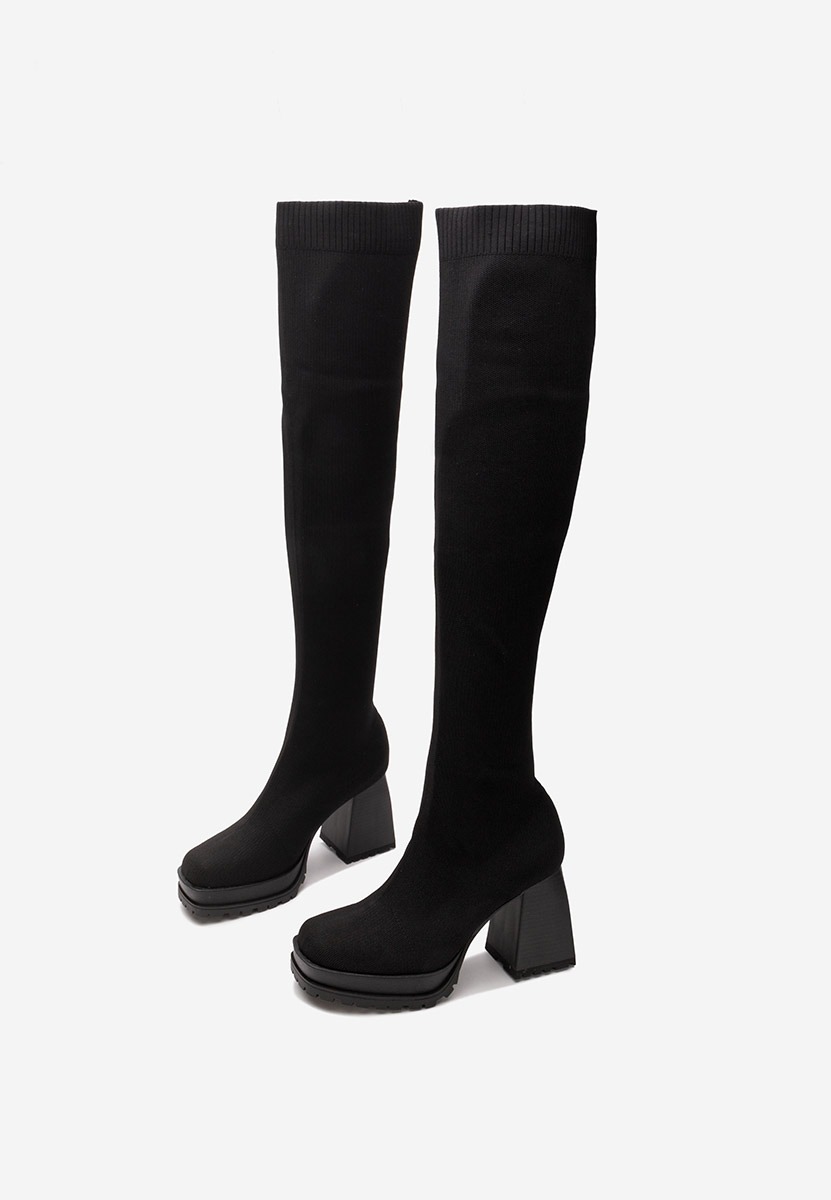 Čierne vysoké čižmy Zalea