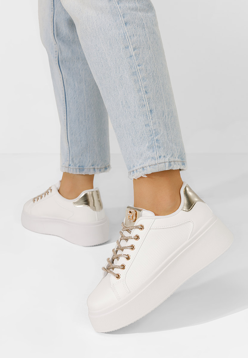 Biele dámske tenisky na platforme Shauna