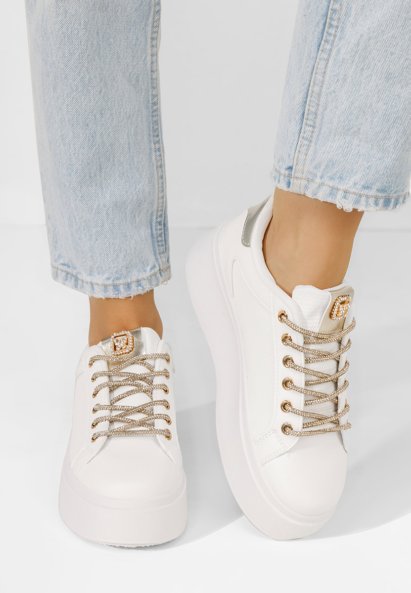 Biele dámske tenisky na platforme Shauna