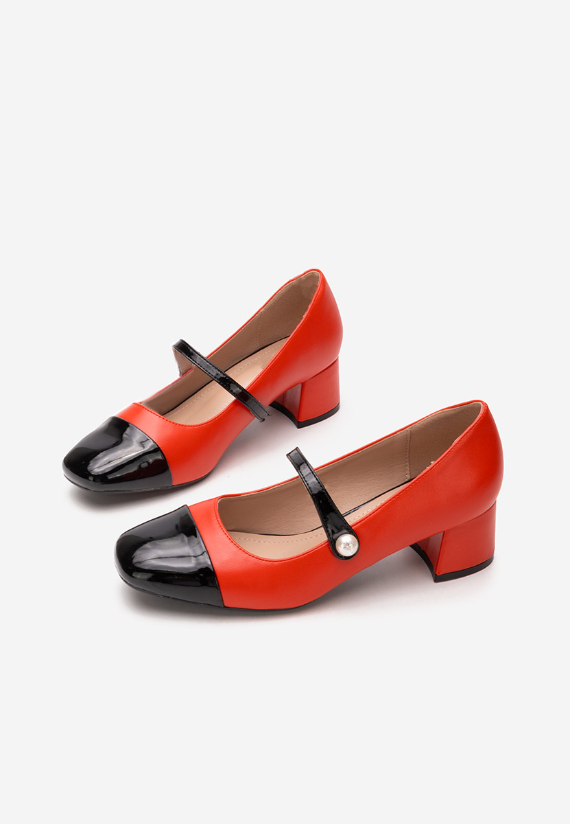 Červené lodičky na hrubom opätku Blety