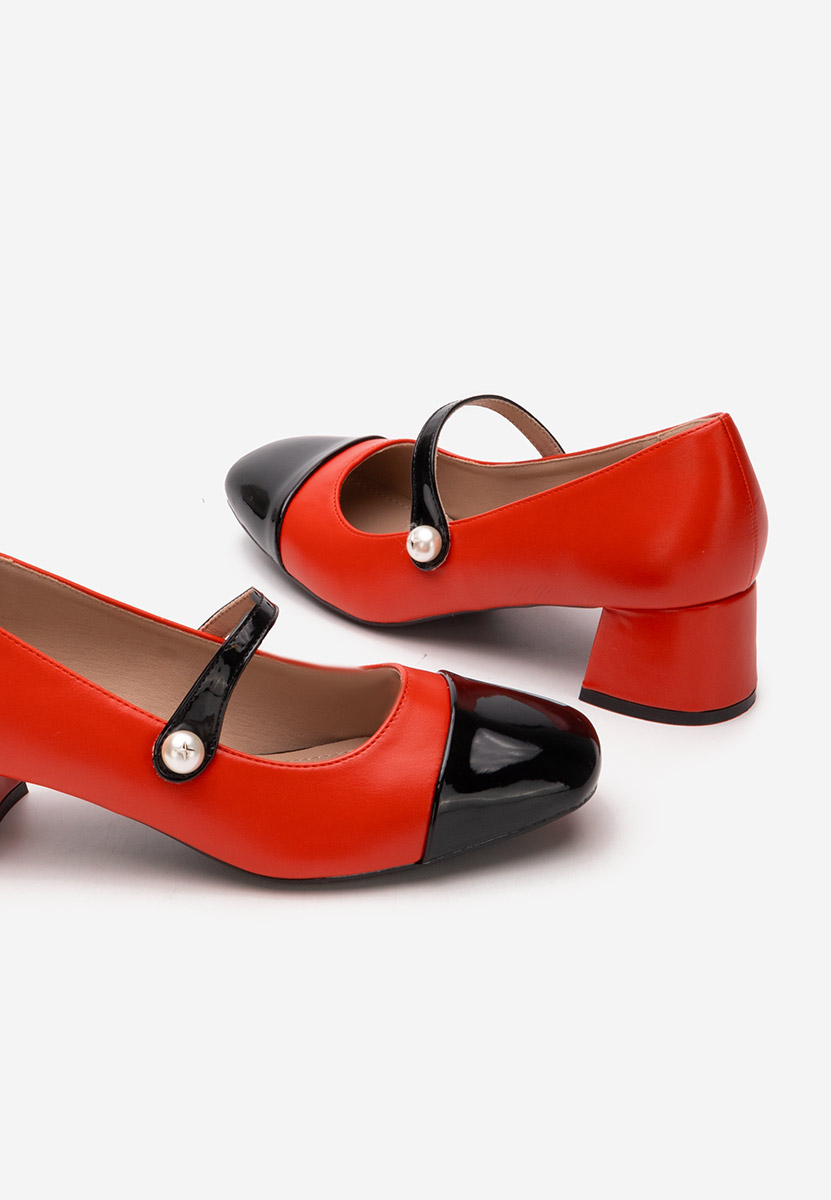 Červené lodičky na hrubom opätku Blety