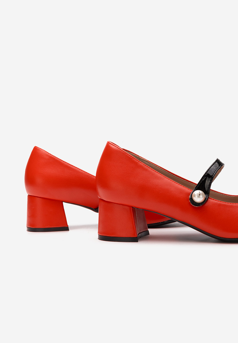 Červené lodičky na hrubom opätku Blety