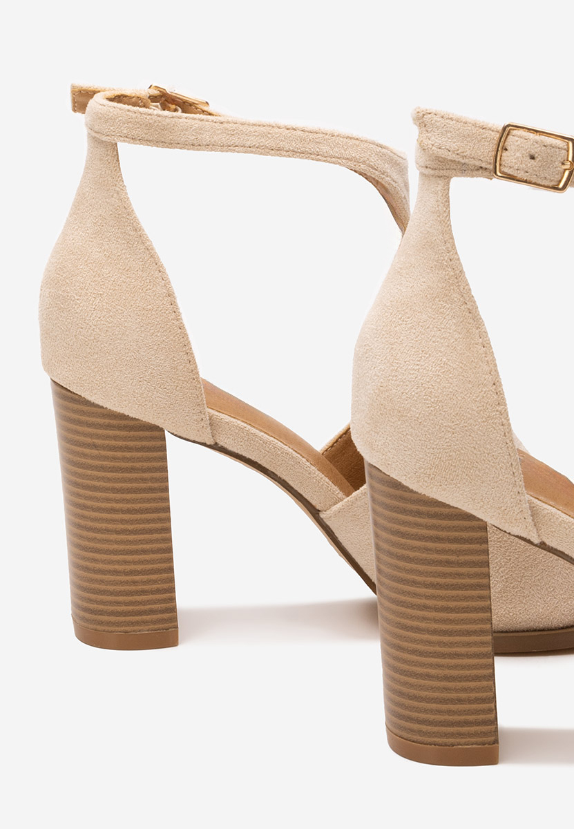 Béžové sandále na hrubom opätku Jolanda