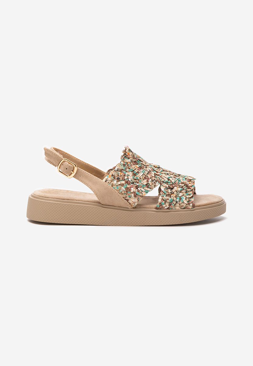 Khaki dámske nízke sandále Nichelle