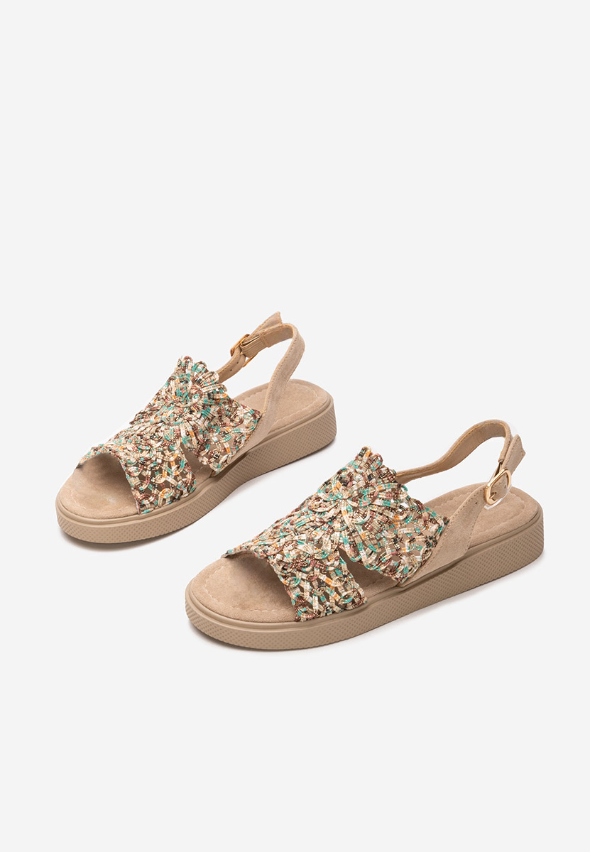 Khaki dámske nízke sandále Nichelle