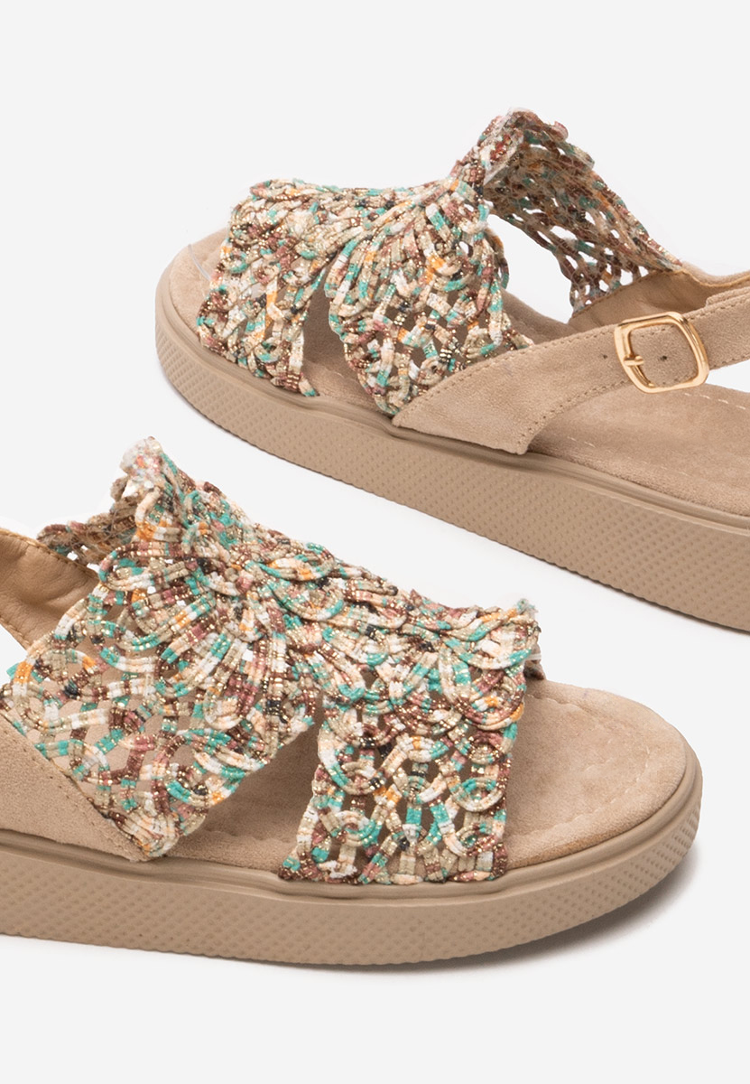 Khaki dámske nízke sandále Nichelle