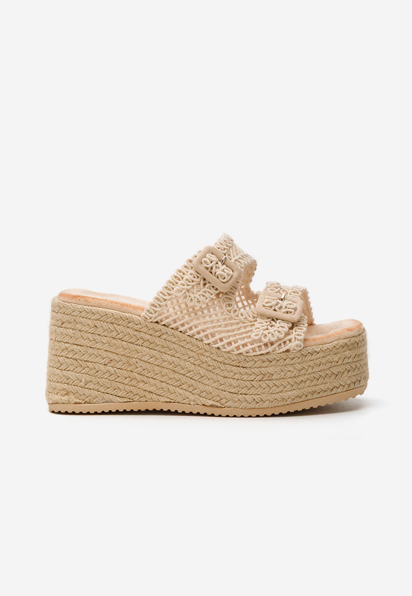 Béžové dámske šlapky na platforme Mirta