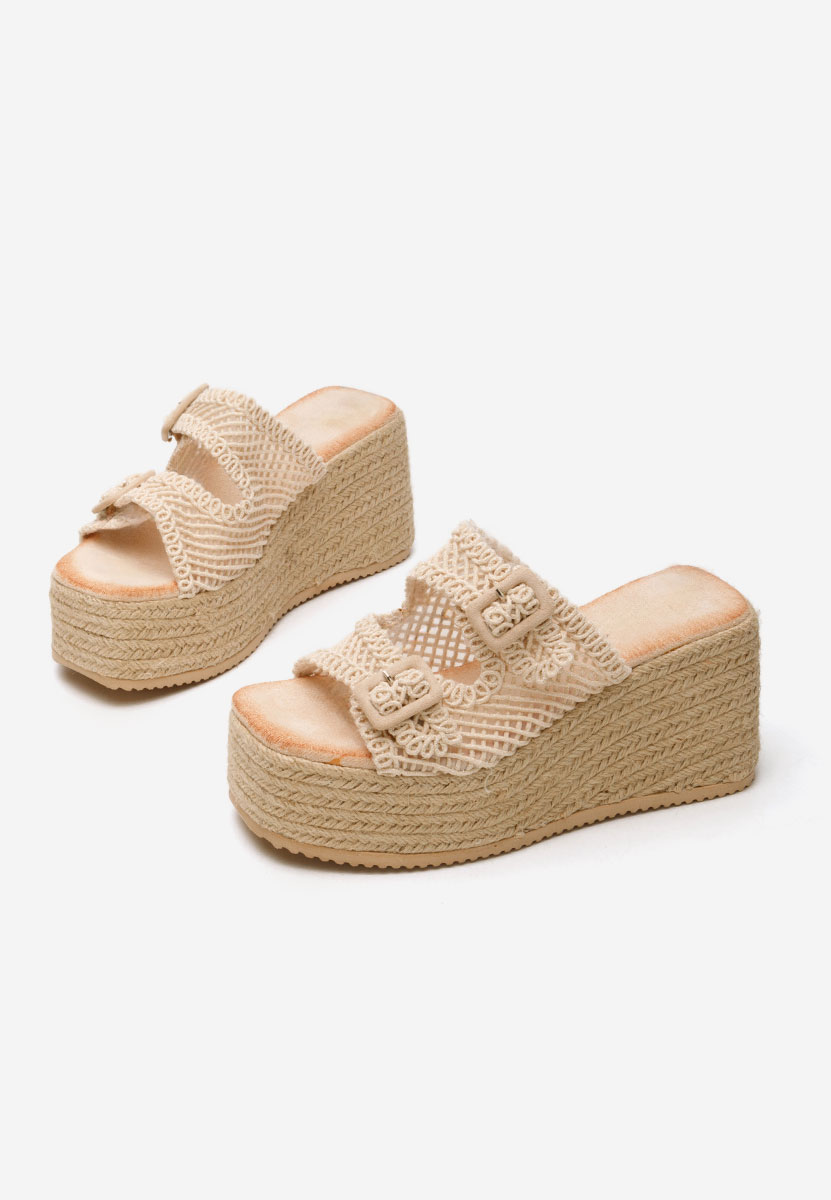 Béžové dámske šlapky na platforme Mirta