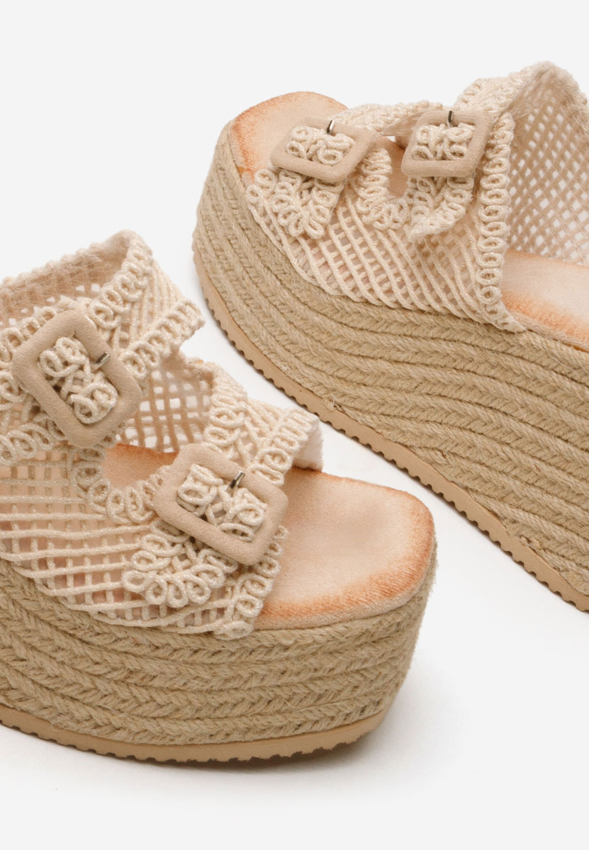 Béžové dámske šlapky na platforme Mirta