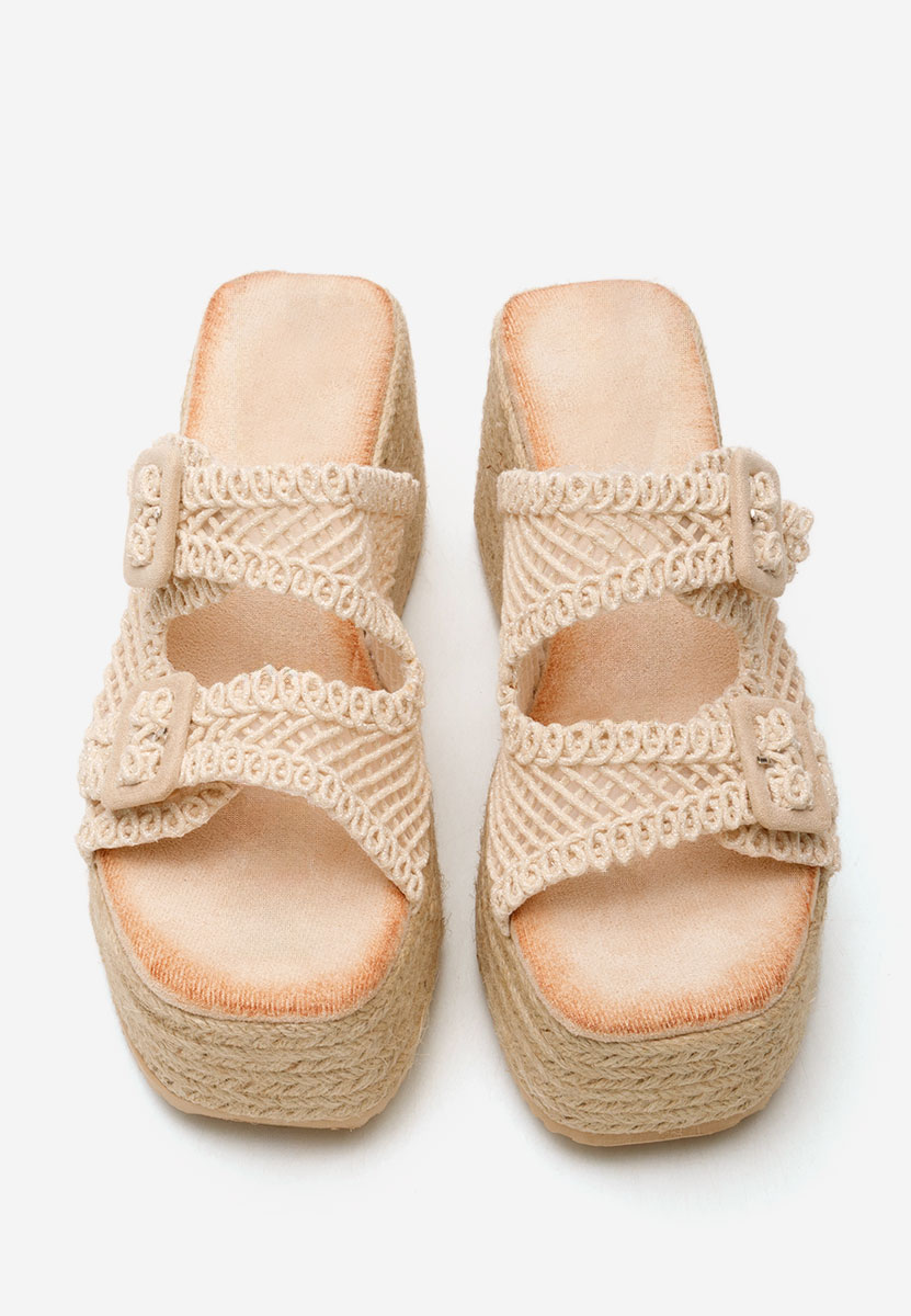 Béžové dámske šlapky na platforme Mirta