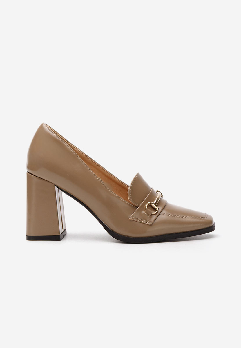 Khaki mokasíny na opätku Noriana