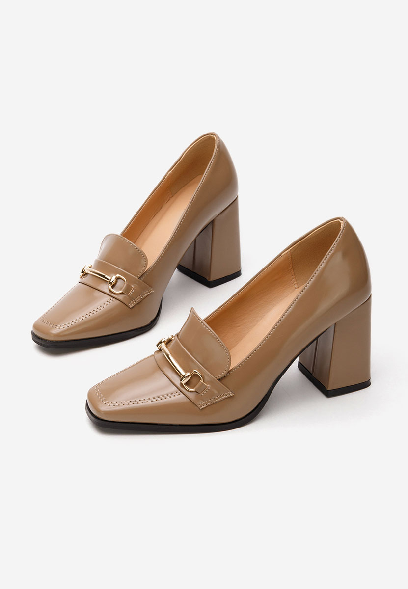 Khaki mokasíny na opätku Noriana