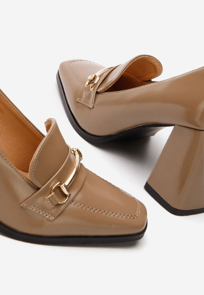 Khaki mokasíny na opätku Noriana