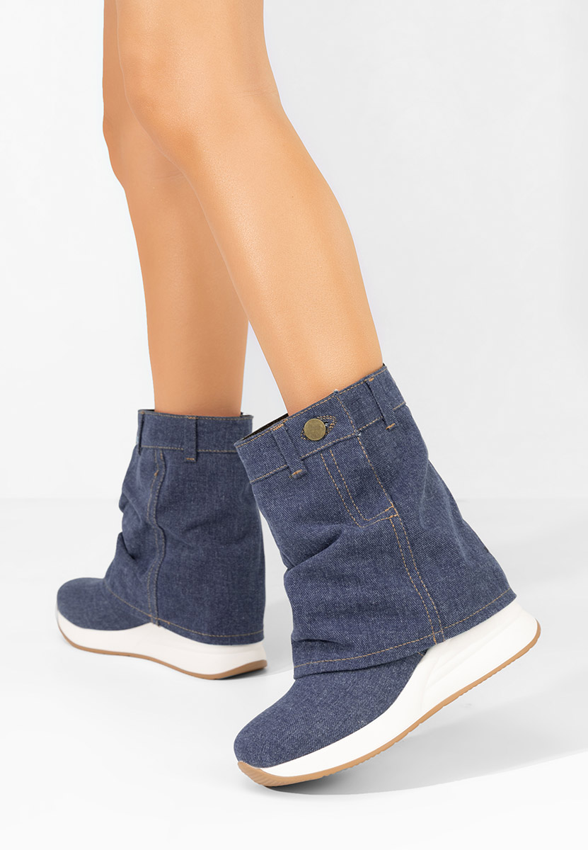 Denim členkové čižmy na platforme Leanne
