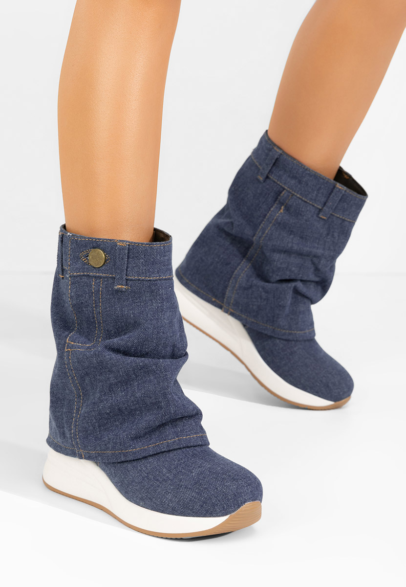 Denim členkové čižmy na platforme Leanne