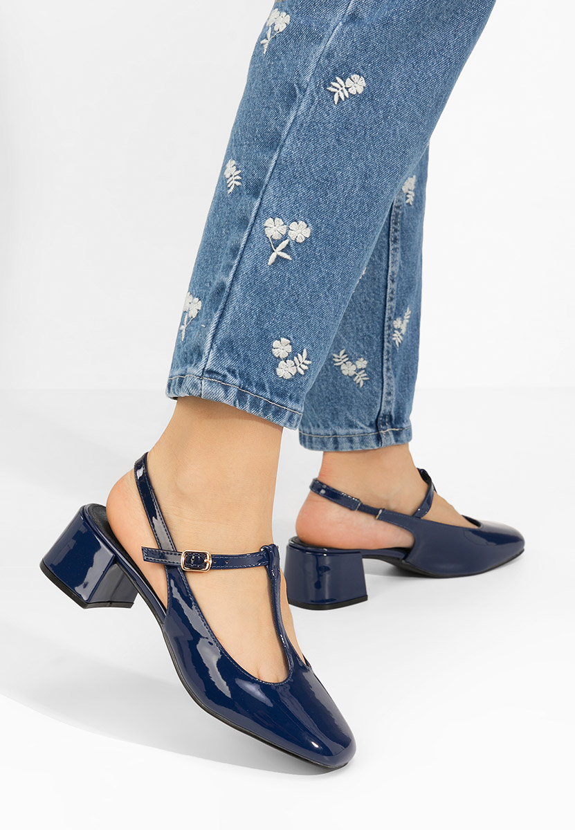 Tmavomdoré lodičky na hrubom opätku Beatrina