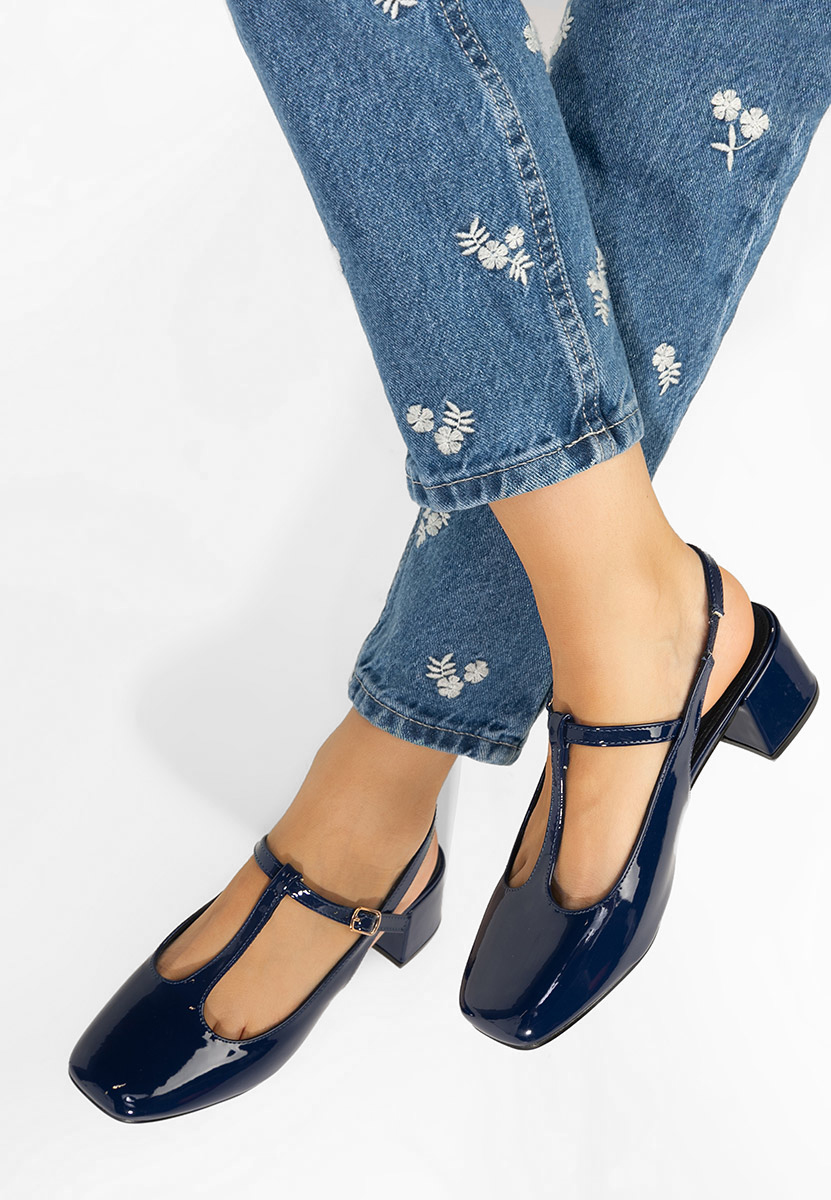 Tmavomdoré lodičky na hrubom opätku Beatrina