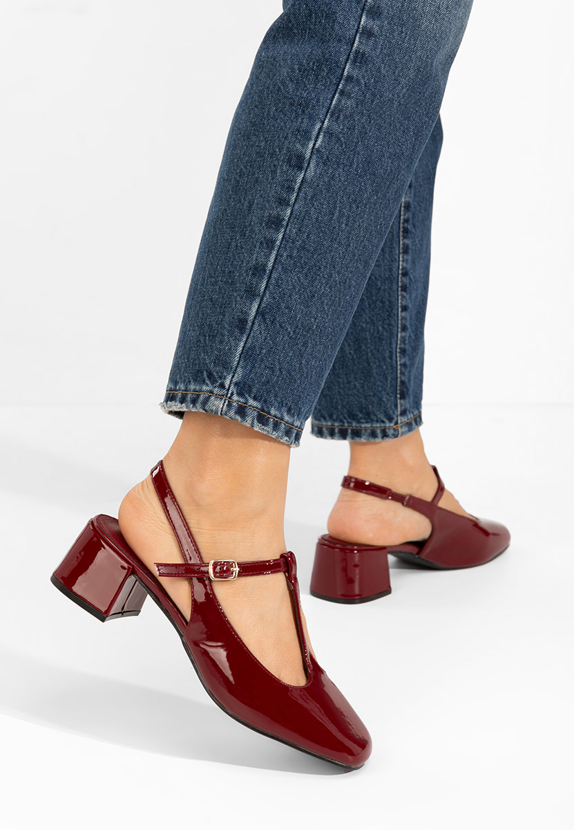 Červené lodičky na hrubom opätku Beatrina