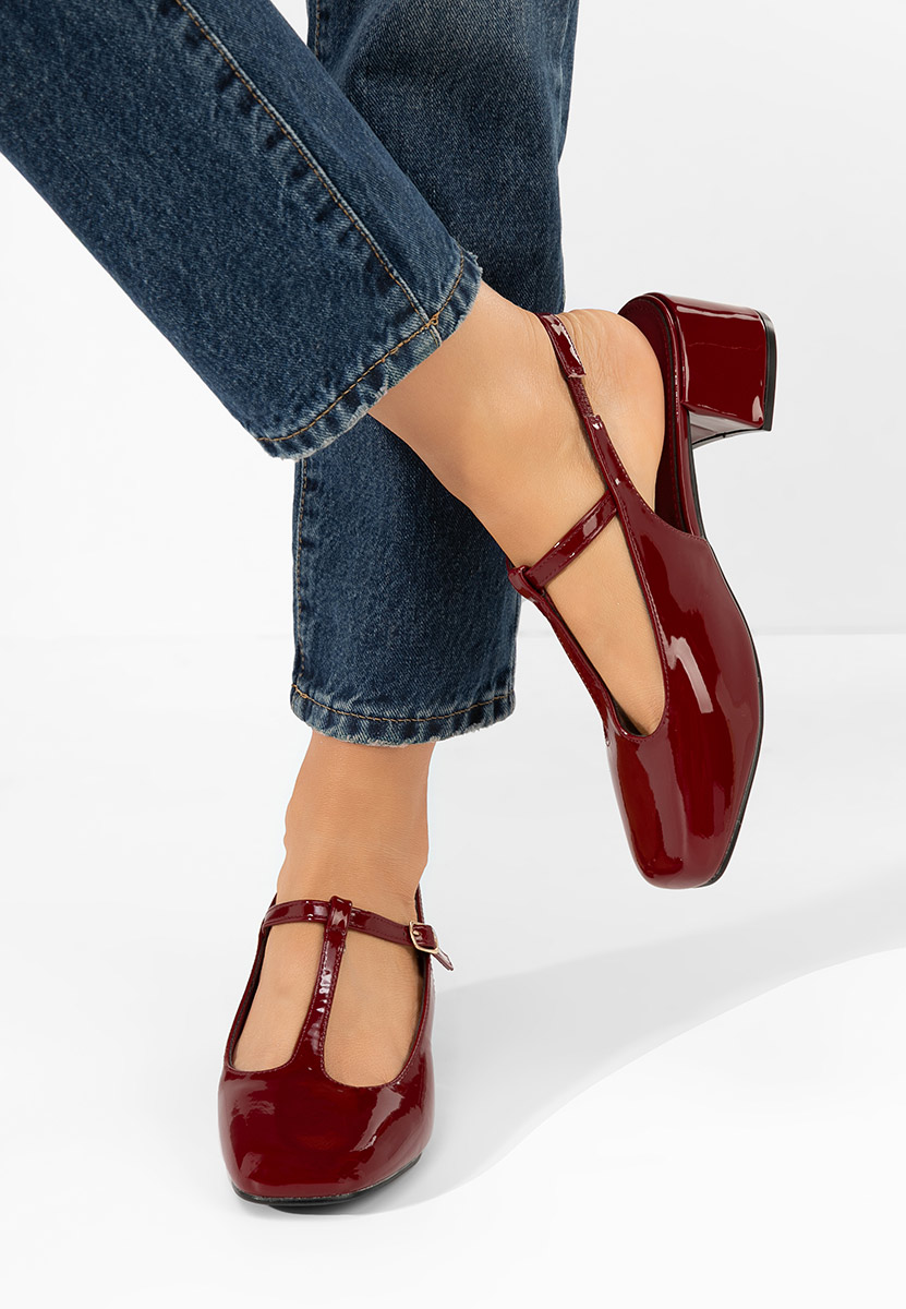 Červené lodičky na hrubom opätku Beatrina