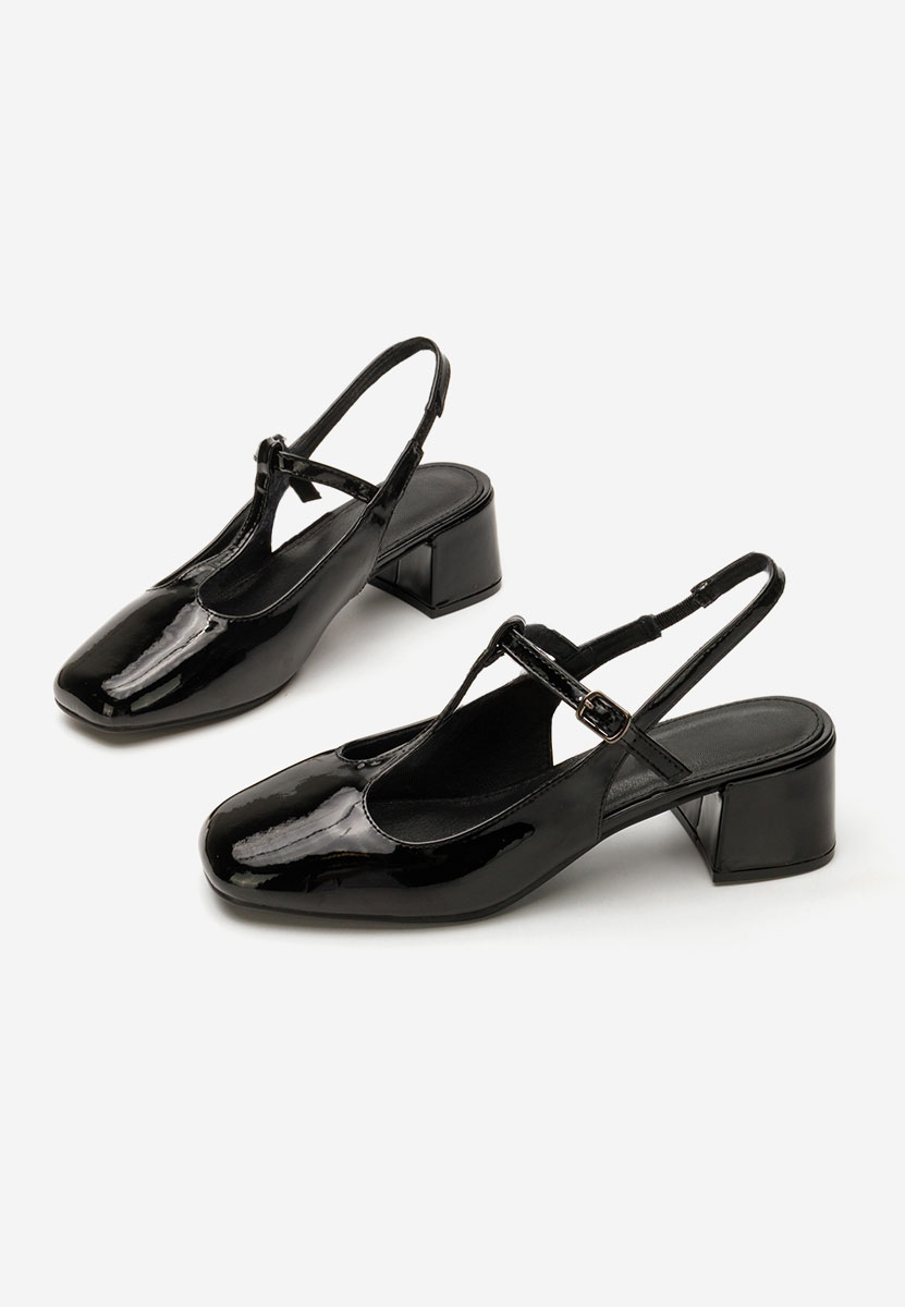 Čierne lodičky na hrubom opätku Beatrina