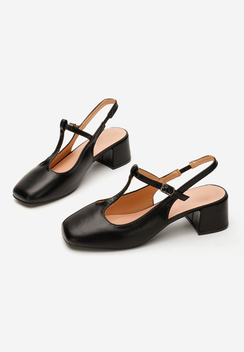 Čierne lodičky na hrubom opätku Beatrina V2