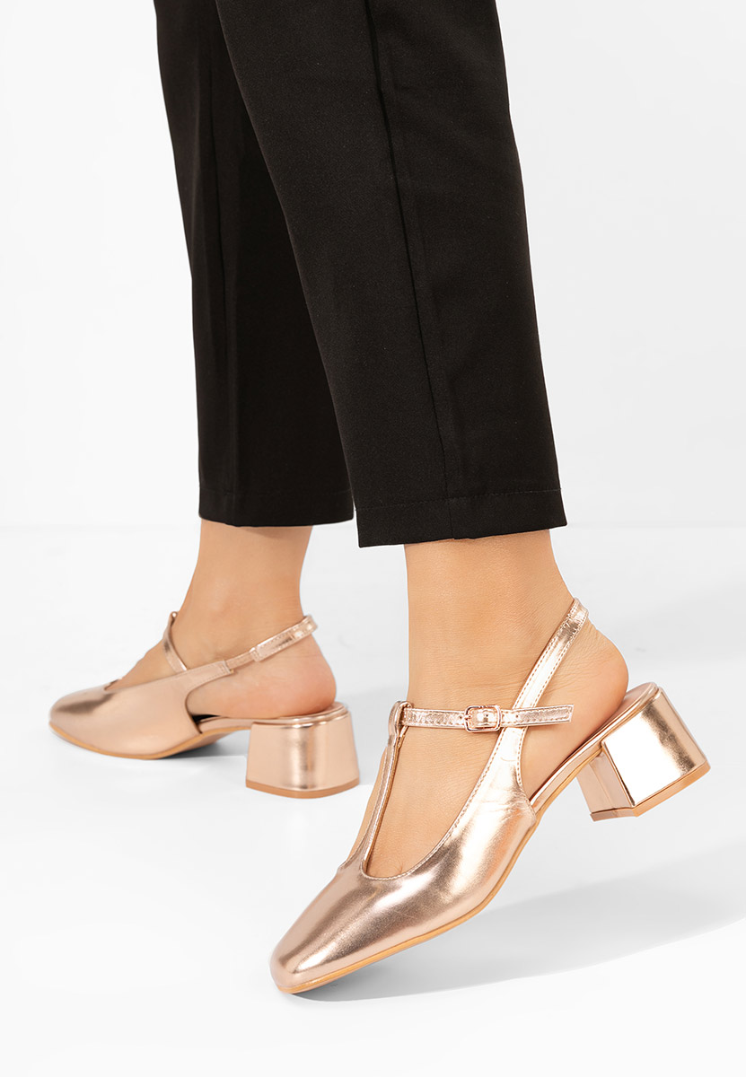 šampanské lodičky na hrubom opätku Beatrina V2