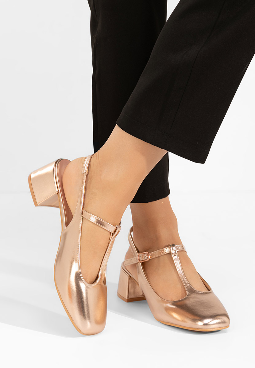 šampanské lodičky na hrubom opätku Beatrina V2