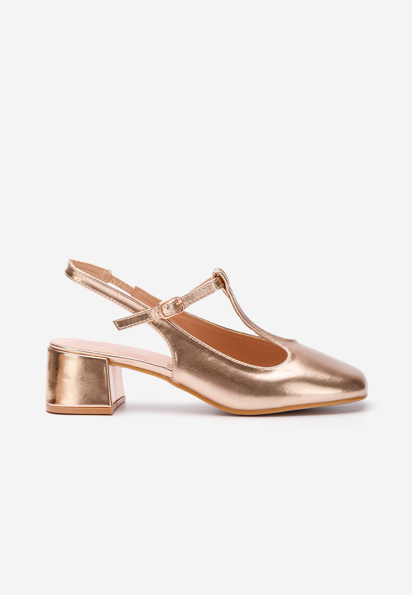 šampanské lodičky na hrubom opätku Beatrina V2