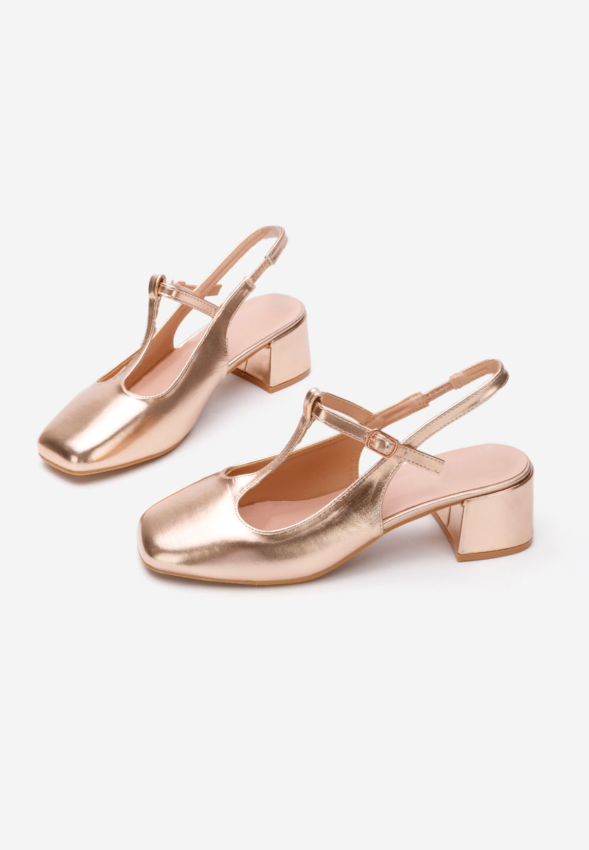 šampanské lodičky na hrubom opätku Beatrina V2