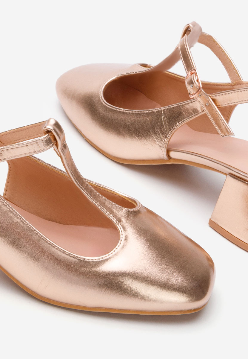 šampanské lodičky na hrubom opätku Beatrina V2