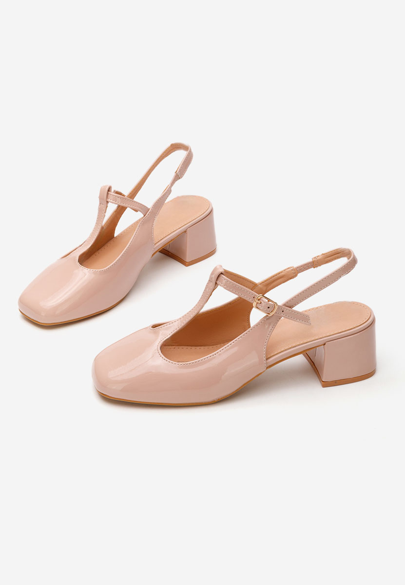 Béžové lodičky na hrubom opätku Beatrina